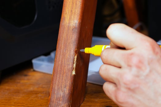 Restoration of a wooden leg photo