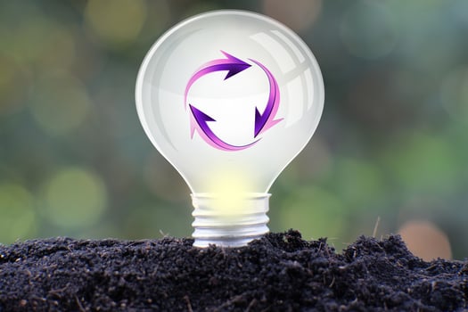 Energy saving light bulb and business or business growth concept photo
