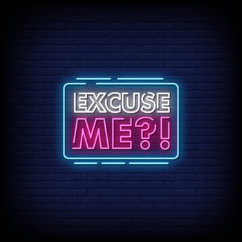 Excuseme Neon Signs Style Text Vector