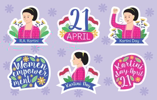 Kartini Day Sticker Set vector