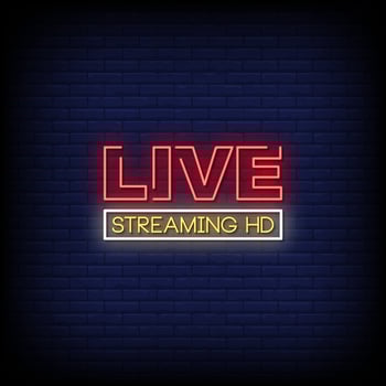 Live Streaming Neon Signs Style Text Vector