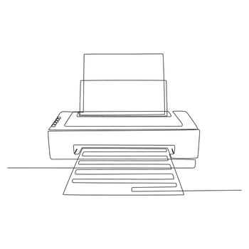 continuous line drawing of retro printer vector illustration