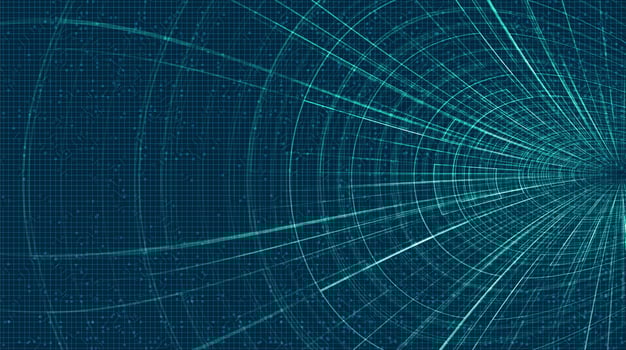Futuristic Hyperspace speed motion on future Technology background, warp and expanding movement concept vector
