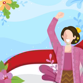 Indonesian Woman in Traditional Dress Celebrating Kartini Day vector