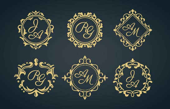 Set of Elegant Floral Monogram vector