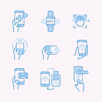 Set of Supporting Contactless Technology Icon vector