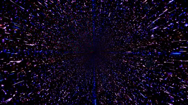 3d illustration of dark corridor with glowing sparks photo