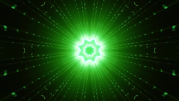 Green neon star 3D illustration photo