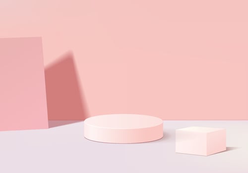3d background products display podium scene with geometric platform. background vector 3d rendering with podium. stand to show cosmetic products. Stage showcase on pedestal display pink studio