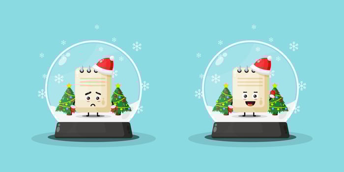 Cute note mascot in a snowball vector