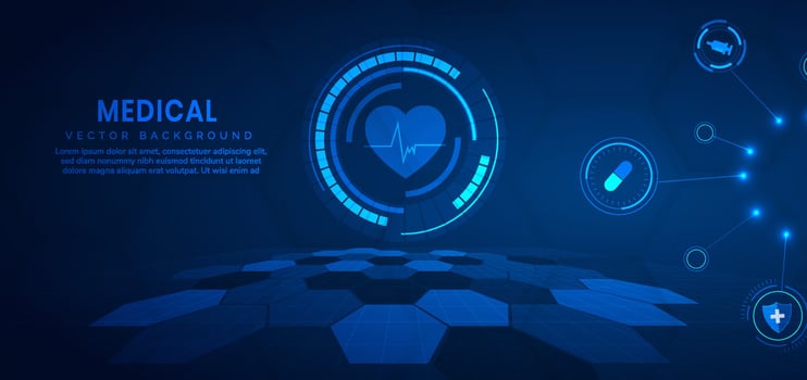 Medical technology and science concept and health care icon pattern background. vector
