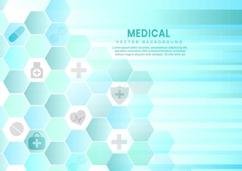 Abstract blue hexagon pattern background. Medical and science concept and health care icon pattern. vector