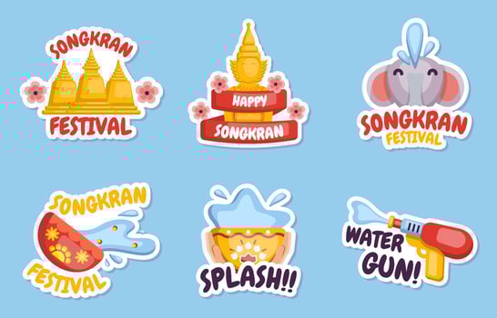 Songkran Festival Sticker Collection vector