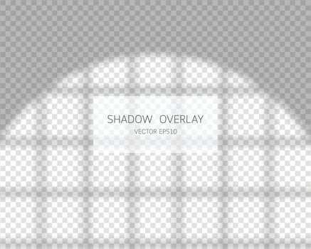 Shadow overlay effect. Natural shadows from window isolated on transparent background. Vector illustration.