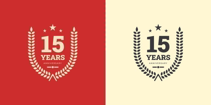 15 years anniversary logo template celebration with vintage classic concept. Vector Template Design Illustration.