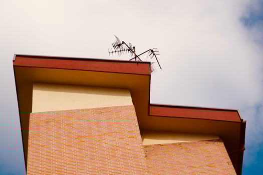 Rooftop building architecture in Bilbao City, Spain photo