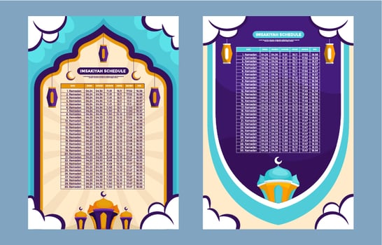 Calendar Template Prayer Time Set vector