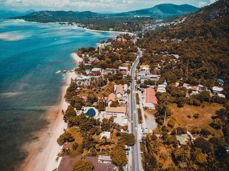 Beautiful aerial view of beach and sea photo