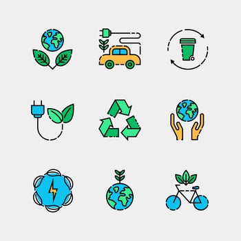 Earth Day Simple Flat Icon Design Set vector