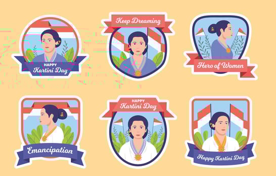 Happy Kartini Day Badges Collection vector