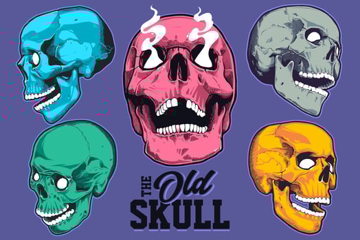 Pop Art Style Skulls Vector Set