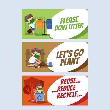 Earth Day Habit Banner Collection vector