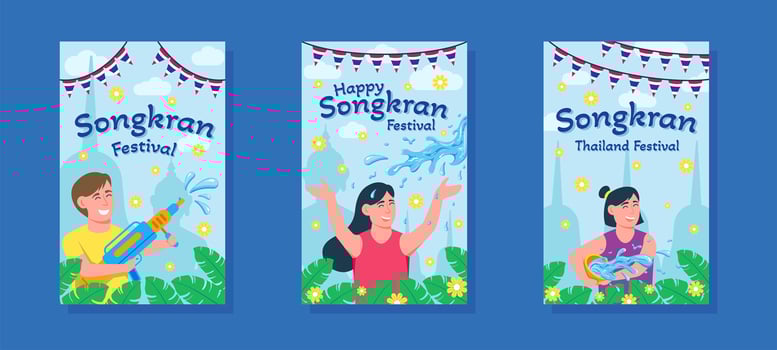 Songkran Festival Holiday Banner Set vector