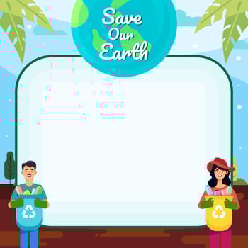 Save Earth with Recycle Garbage Background vector