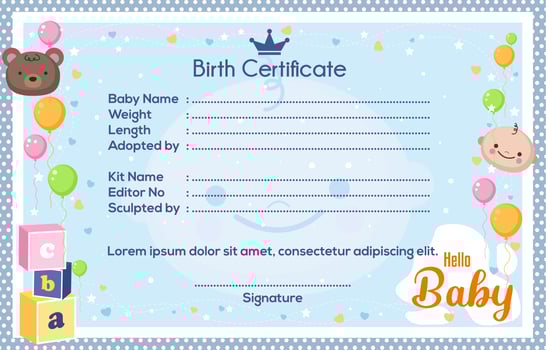 Cute Baby Birth Certificate vector