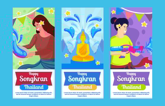 Set of Songkran Celebration Event Banners vector