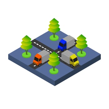 Isometric Road On White Background vector