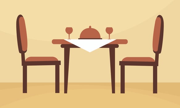Restaurent Table With Two Chairs vector