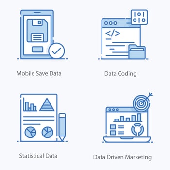 Data Network and Big Data Icons vector