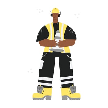 Black road Worker with traffic cone vector