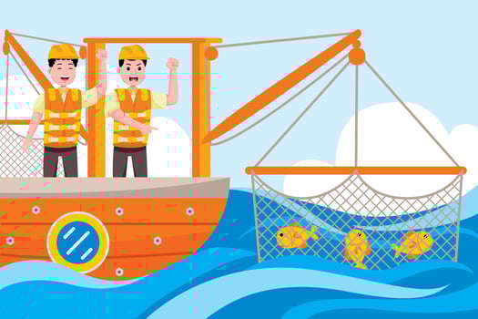 Fisherman profession in flat design style vector