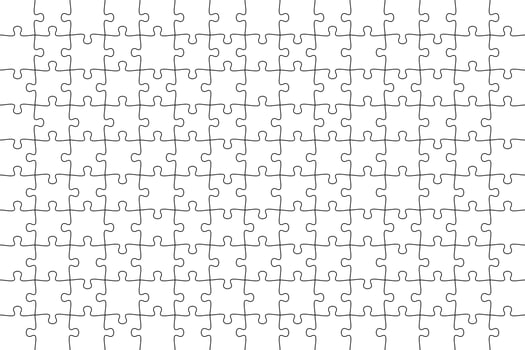 Puzzle outline template of 150 pieces on the white background. vector