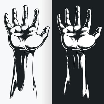 Silhouette of Hand with Open Palm, Stencil Vector Drawing