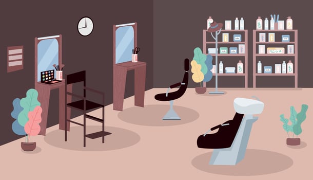 Beauty salon flat color vector illustration