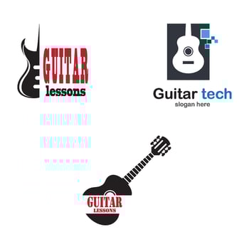 Guitar lesson logo images illustration vector