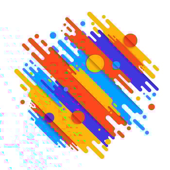 Various colored rounded shapes lines in diagonal rhythm. Vector illustration of dynamic composition. Motion graphic geometric element.