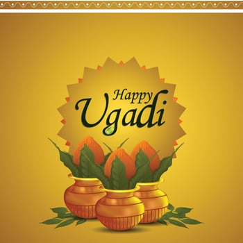 Happy ugadi celebration greeting card or background vector