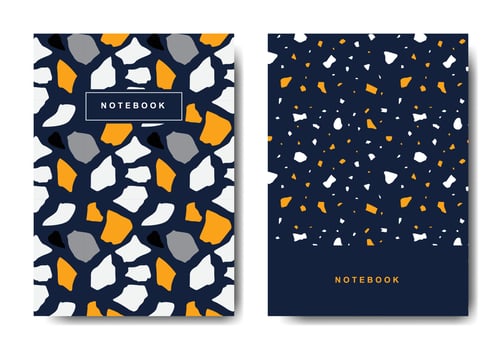 Terrazzo abstract cover page templates. Universal abstract layouts. Applicable for notebooks, planners, brochures, books, catalogs vector