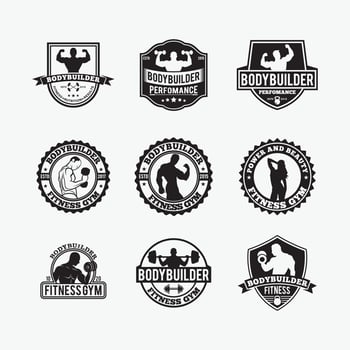Fitness Gym Badges and Logos, vector design templates