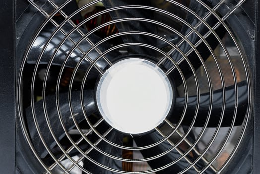 Close up of a power supply unit fan photo