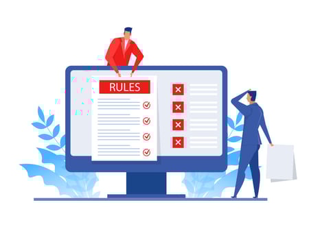 Businessman presents rules for online business vector
