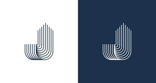 Abstract letter J with building tower shape set vector