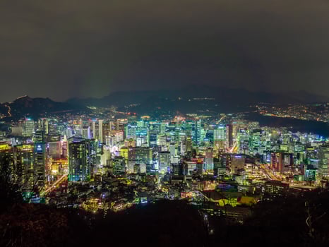Beautiful architecture building around Seoul city at night photo