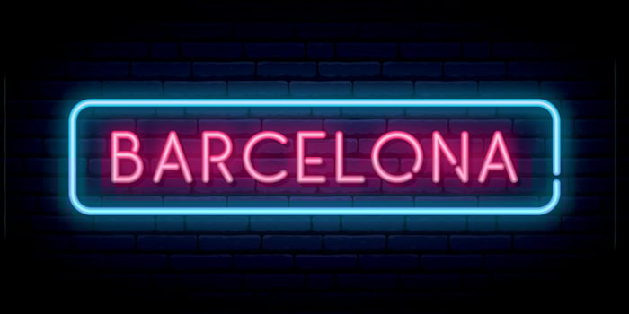 Barcelona neon sign. Bright light signboard. vector