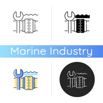 Underwater pipeline repair icon vector