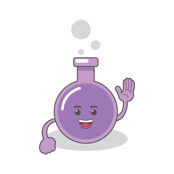 purple chemical bottle with faces vector image